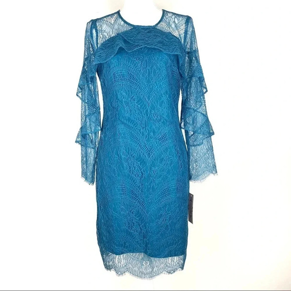 Nanette Lepore | Poetic Love Teal Lace Dress - Picture 3 of 8